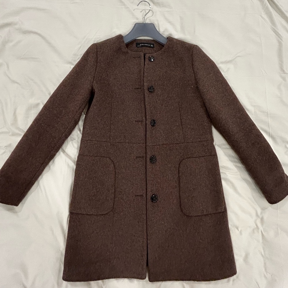 Zara Dark Brown Wool Blend Jacket